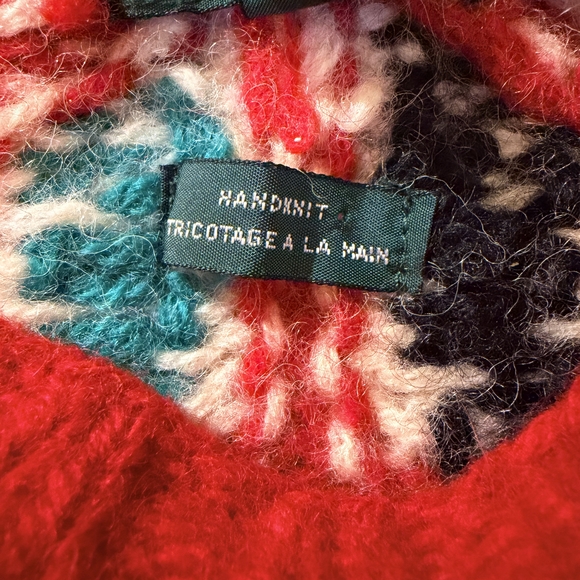 Vintage Rare Ralph Lauren Hand-Knit Nordic Snowflake 90s Polo Sweater - Picture 3 of 8